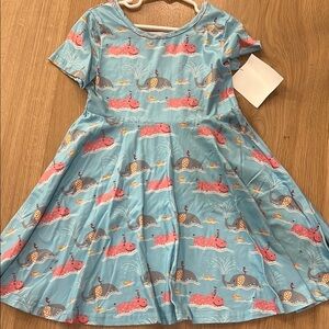 Blue Kids Dress with Animal Print